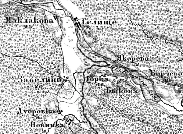 Деревня Новинка на карте 1912 года