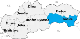 Кошицкий край на карте