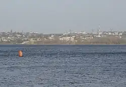 Вид на имение со стороны Новой Каховки, 2010 год (развалины в центре фотографии)