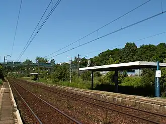 О.п. Краков-Кшемёнкив 2016 году до реконструкции.Вид в сторону путепровода над аллеей Силезских повстанцев