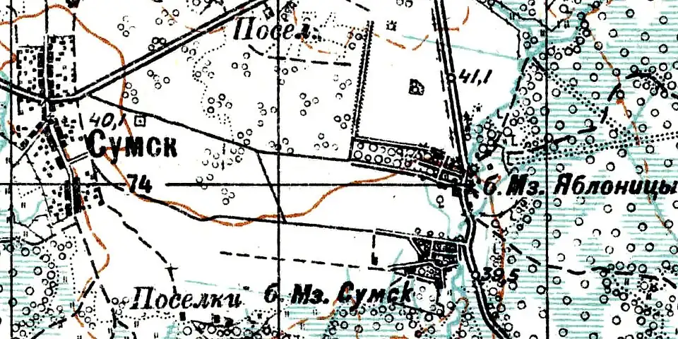 Земли современного посёлка на карте 1915 года