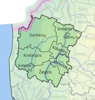 Кретингское районное самоуправление на карте