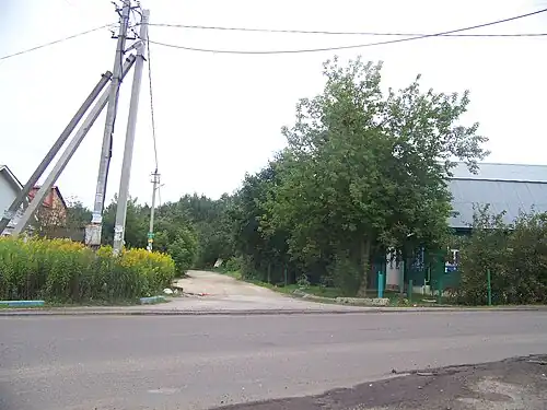 Продолжение деревни после съезда налево к ж/д переезду