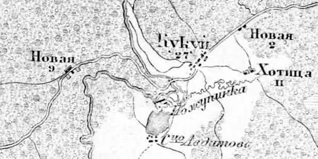 Деревня Новая на карте 1872 года