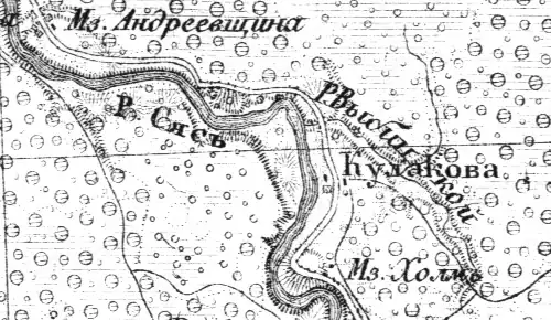 Деревня Кулаково на карте 1872 года