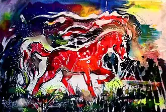 Работа в технике горячий батик («Купание в ТаГа-Дымскую ночь»)