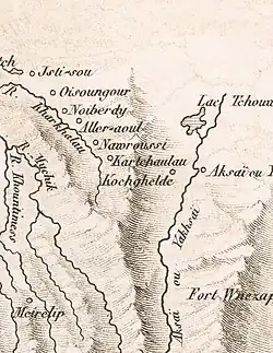Курчал на карте Юлиуса Клапрота 1823 г.