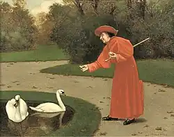 Кормление лебедей