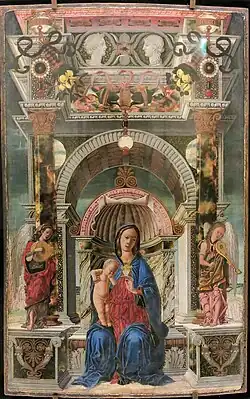 Дева Мария и музицирующие ангелы (приписывается Скварчоне или Мантенье). Ок. 1470 г. Лувр, Париж