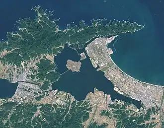 Спутниковая фотосъёмка озера Накауми.