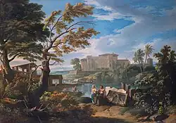 Пейзаж с ватиканским Бельведером. Ок. 1740. Холст, масло. Музей Маньен, Дижон