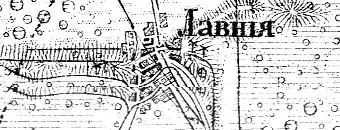 Деревня Лавния на карте 1915 года