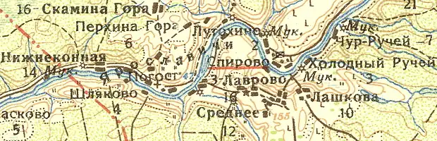 Куст деревень Ярославичи на карте 1932 года