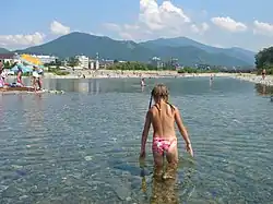 Река Псезуапсе в месте впадения её в Чёрное море.