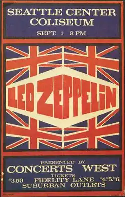 Афиша концерта Led Zeppelin в Сиэтле в рамках североамериканского турне 1970 года