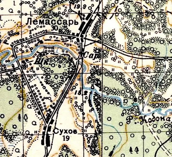 Земли деревни Верола на карте 1941 года