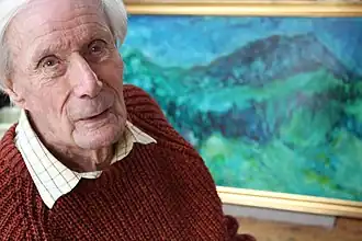 Марр со своей картиной, фото 2019 года.