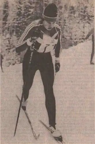 Лилия Васильченко во время соревнований «Сыктывкарская лыжня», 1984