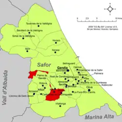 Расположение муниципалитета Адор на карте провинции