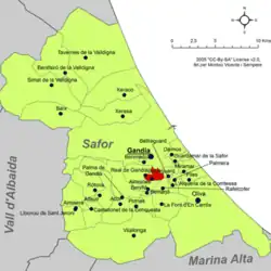 Расположение муниципалитета Альмойнес на карте провинции