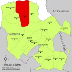 Расположение муниципалитета Альпуэнте на карте провинции