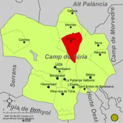 Расположение муниципалитета Олокау на карте провинции