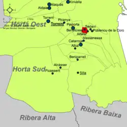 Расположение муниципалитета Бенетусер на карте провинции