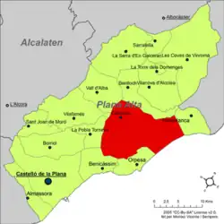 Расположение муниципалитета Кабанес на карте провинции