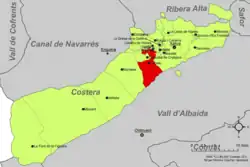 Расположение муниципалитета Канальс на карте провинции