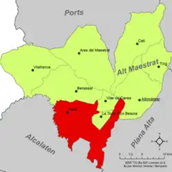 Расположение муниципалитета Кулья на карте провинции