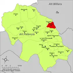 Расположение муниципалитета Павиас на карте провинции
