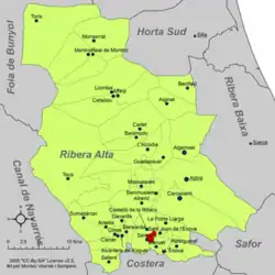 Расположение муниципалитета Сеньера на карте провинции