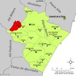 Расположение муниципалитета Суэрас на карте провинции