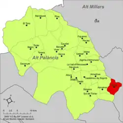 Расположение муниципалитета Човар на карте провинции