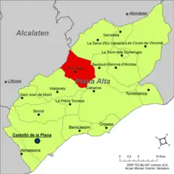 Расположение муниципалитета Валь-д’Альба на карте провинции