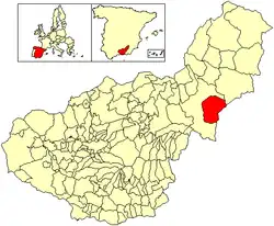 Расположение муниципалитета Канилес на карте провинции