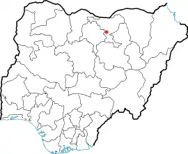 Город Дуце на карте Нигерии