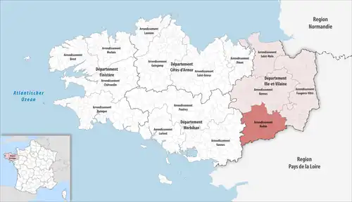 Редон на карте