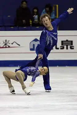 Кантилевер с помощью партнера в парном катании(Любовь Илюшечкина и Нодари Майсурадзе)