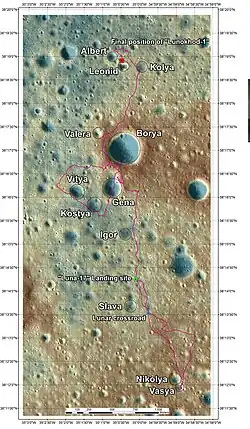 Карта маршрута Лунохода-1