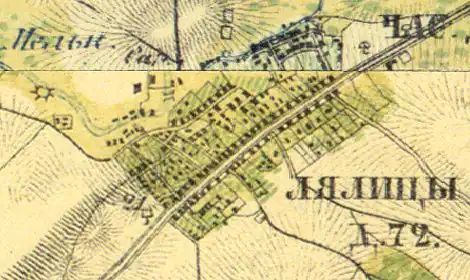 Деревня Лялицы на карте 1860 года