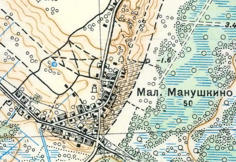 План деревни Малое Манушкино. 1939 год