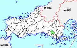 Расположение посёлка Кумаге в префектуре Ямагути