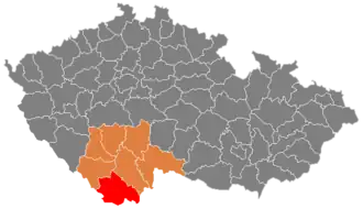 Район Чески-Крумлов на карте