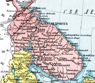 Кольский уезд на карте