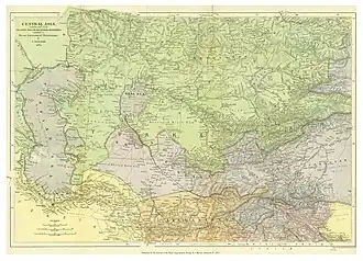 Политическая карта Центральной Азии в 1872 году