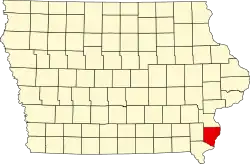 Округ Де-Мойн на карте штата.