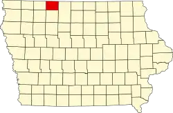 Округ Эммет на карте штата.