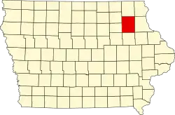 Округ Фейетт на карте штата.