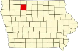 Округ Пало-Алто на карте штата.